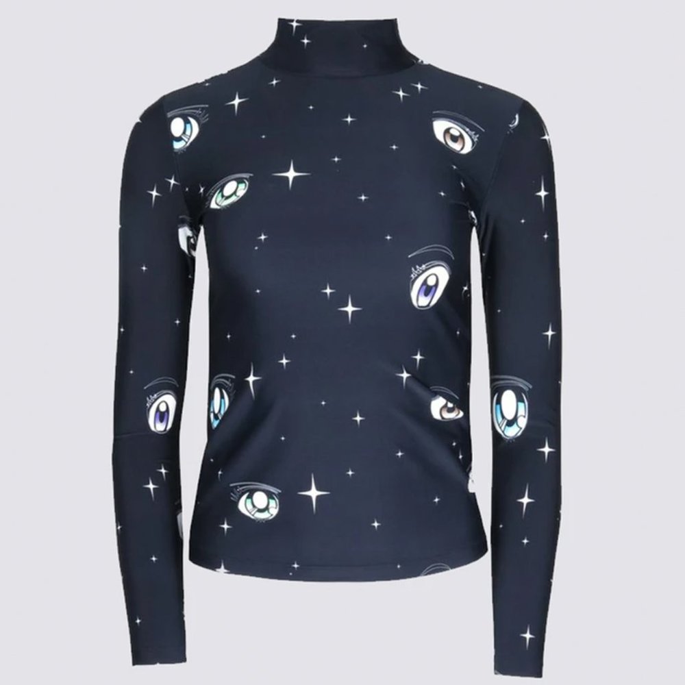NWT Sandy Liang Secrets EYE print mock neck shirt - Picture 1 of 5